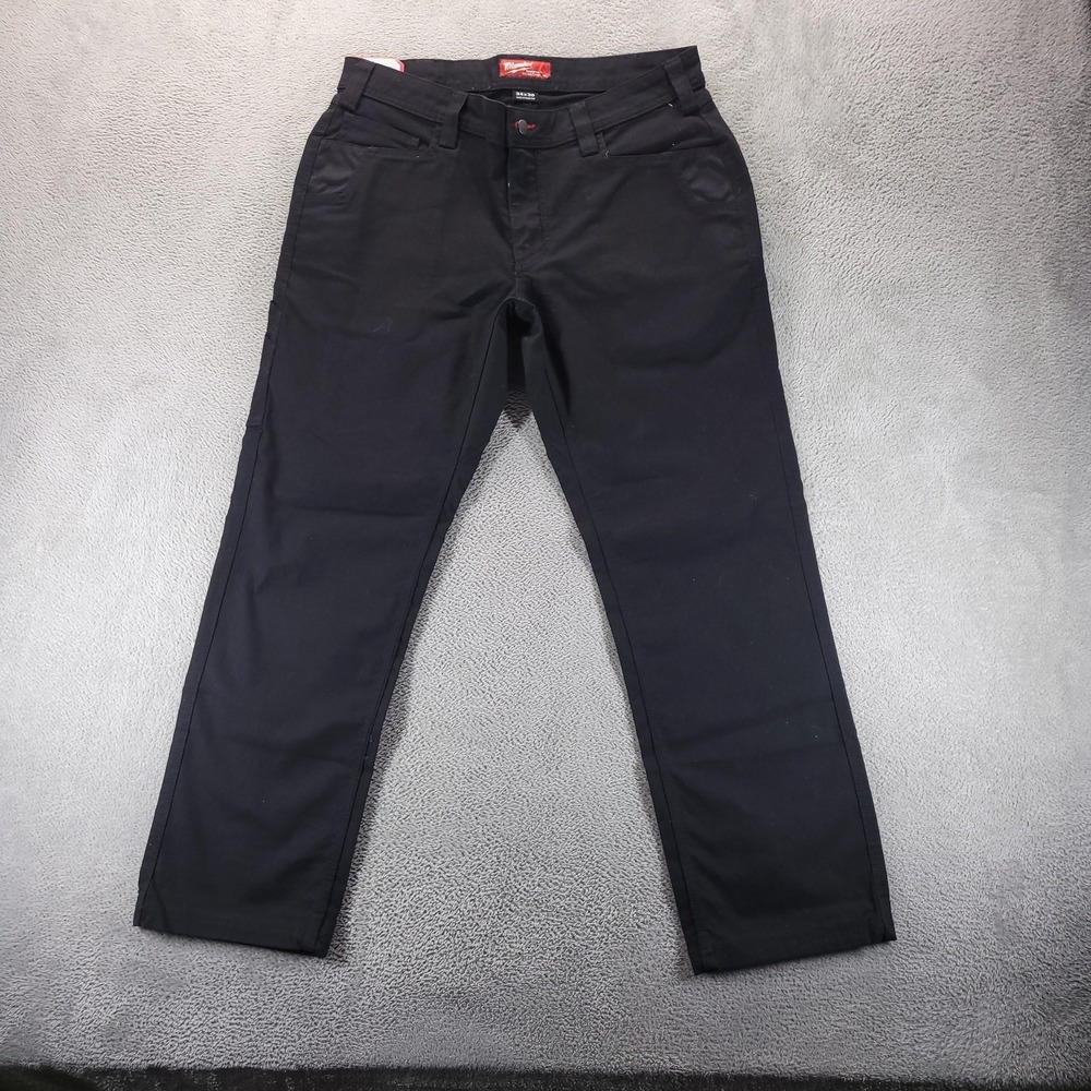 Milwaukee Pants Mens 34x30 Black Straight Fit Work Canvas Carpenter Utility